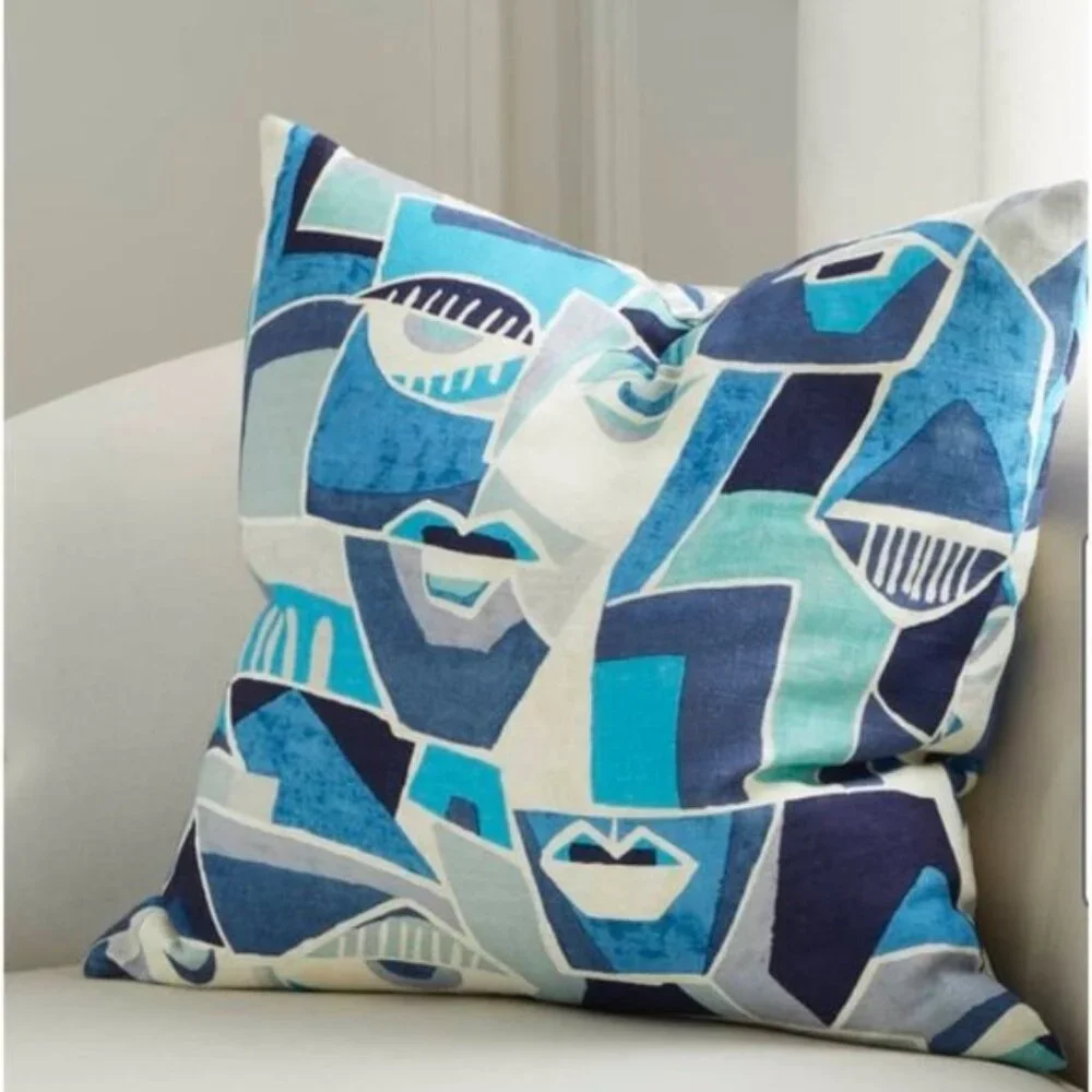 Canaan Company Modern Face Decorative Pillow Blue Twilight 23